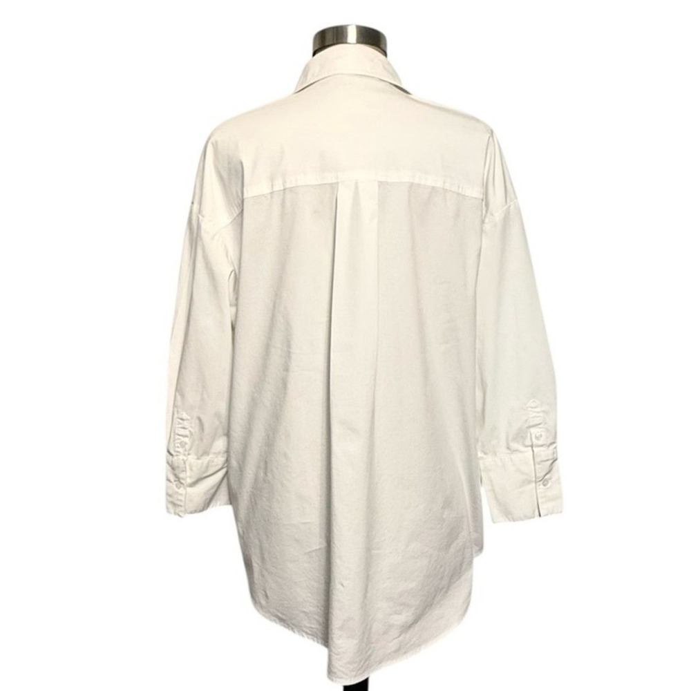 Philosophy White Collared Button Up Shirt Stretch Cotton Classic Blouse L - Picture 2 of 13